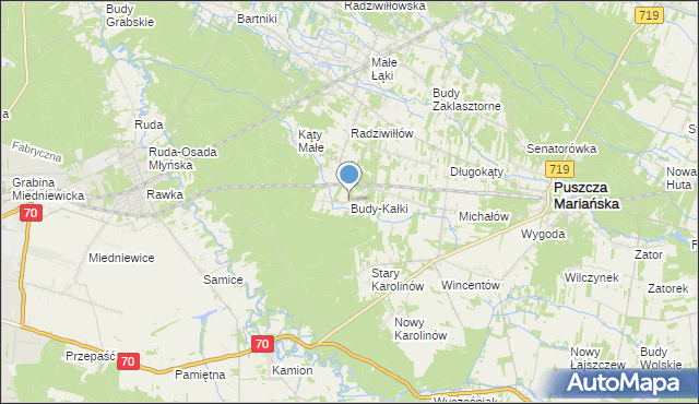 mapa Budy-Kałki, Budy-Kałki na mapie Targeo